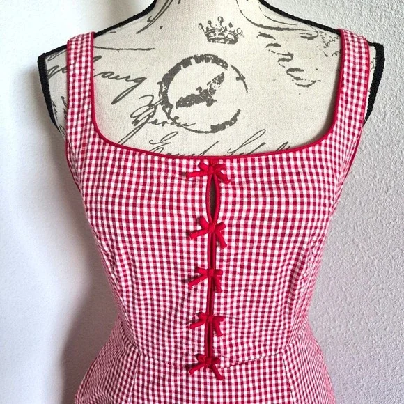 Rachel Zoe Red and White Gingham Midi Dress - Picture 8 of 15